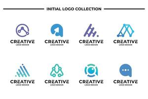 einstellen von Brief ein Logo Design. modern Symbol zum Digital Technologie mit Molekül und abstrakt vektor