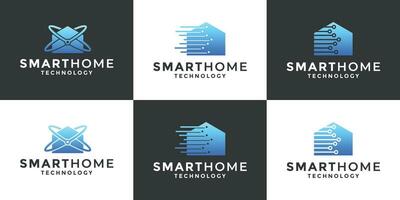 smart hus teknologi logotyp design vektor