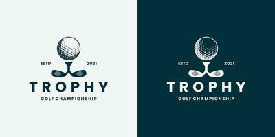 Trophäe Golf Meisterschaft Logo Design retro Stil vektor