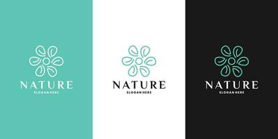 feminin natur logotyp design för salong, yoga och branding vektor