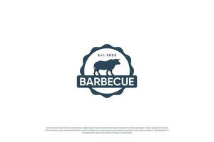 Jahrgang Grill und Grill Logo Design Emblem. Steak Haus Abzeichen, Etiketten. vektor