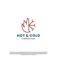 heiß und kalt Logo Design zum Temperatur. Schnee und Flamme Symbol Kombination vektor