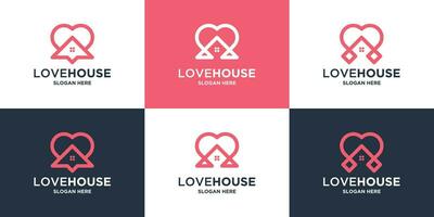 Liebe Haus Logo Design Sammlung. kreativ Liebe mit Haus Kombination Logo Vektor