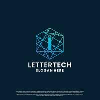 brev jag logotyp design för teknologi, vetenskap och labb företag företag identitet vektor