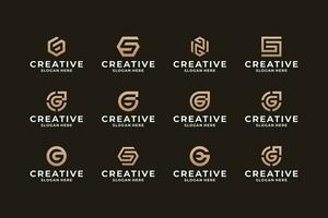 uppsättning av brev g logotyp design med kreativ kombination. vektor