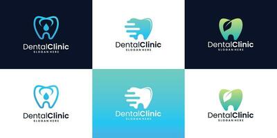 samling av dental klinik logotyp begrepp. tand logotyp symbol mall. vektor
