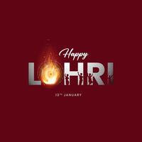 glücklich lohri Text. indisch Sikh Festival editierbar Design Hintergrund. Schöne Grüße auf das traditionell lohri Festival von Punjab, Indien. Gruß Karte, Poster Banner Design. vektor