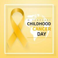 barndom cancer dag symbol, 15 februari. gul band symbol. medicinsk design. vektor illustration