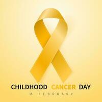 barndom cancer dag symbol, 15 februari. gul band symbol. medicinsk design. vektor illustration