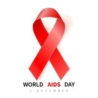 Welt AIDS Tag Symbol, 1 Dezember. realistisch rot Band Symbol. medizinisch Design. Vektor Illustration