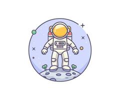 vektor söt astronaut illustration, tecknad serie platt isolerat