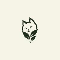 Veterinär Apotheke einfarbig Glyphe Logo. Haustier Pflege. Kitty und Pflanze Symbol. Design Element. erstellt mit künstlich Intelligenz. gemütlich ai Kunst zum korporativ Marke, Tier Gesundheit Center, Katze Tierarzt vektor