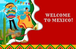 viva Mexiko, Välkommen papper skära baner, mariachi vektor