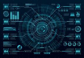 hud Daten Bildschirm, Digital Instrumententafel Schnittstelle Panel vektor