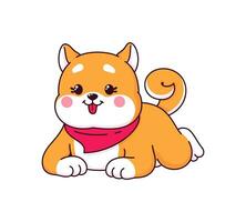 kawaii Shiba inu Hund Charakter Verlegung auf Bauch vektor