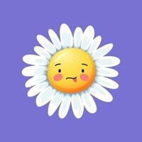 Karikatur komisch Kamille, Gänseblümchen Blume Lächeln Emoji vektor