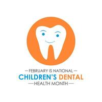 Februar ist National Kinder- Dental Gesundheit Monat. schützen Zähne und fördern gut Gesundheit, Urlaub Konzept zum Banner, Poster, Karte und Hintergrund Design. Vektor Illustration.