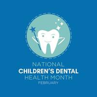 Februar ist National Kinder- Dental Gesundheit Monat. schützen Zähne und fördern gut Gesundheit, Urlaub Konzept zum Banner, Poster, Karte und Hintergrund Design. Vektor Illustration.