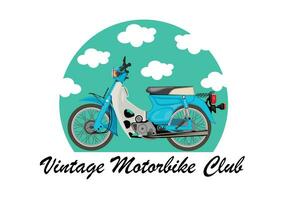 Jahrgang Motorrad Verein Vektor Logo Design mit Grün Hintergrund.