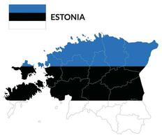 estland Karta. Karta av estland med estniska flagga vektor