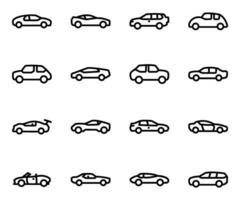 packa av bilar och bilar ikoner vektor