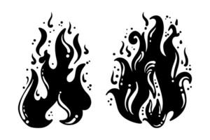 Feuervektor, Flammensymbol. schwarzes Symbol isoliert auf weißem Hintergrund. vektor