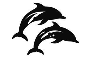 ein Paar Delfin Vektor Silhouette