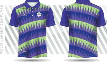 T-Shirt Polo Blau und Grün Vorlage zum Fußball Jersey, Fußball Bausatz, Golf, Tennis, Sportbekleidung. Uniform Vorderseite und zurück Sicht. vektor