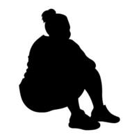Plus Größe Frau schwarz Vektor Silhouette isoliert auf Weiß Hintergrund