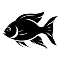 Fisch schwarz Vektor Symbol isoliert auf Weiß Hintergrund