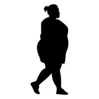 Plus Größe Frau schwarz Vektor Silhouette isoliert auf Weiß Hintergrund
