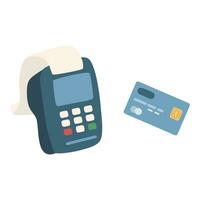 pos terminal bekräftar de betalning förbi debitera kreditera kort vektor