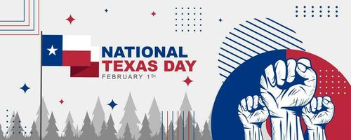 Vektor Illustration von Texas Tag gefeiert auf Februar 1. Design mit Texas Flagge. Poster Banner im klassisch retro Thema Stil