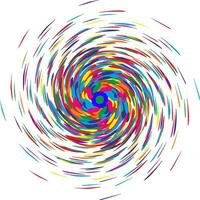 färgrik virvla runt spiral. poäng nedåtgående i storlek från största till minsta. modern och glad virvelvind vektor
