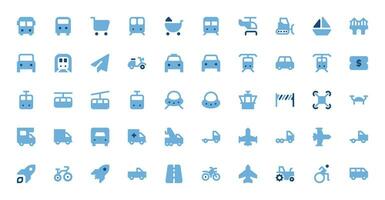 Transport und Reise Symbole einstellen - - Fahrzeuge, Abenteuer, Reise Vektor Grafik