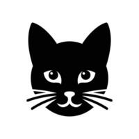 lekfull och enkel silhouetted tecknad serie katt ansikte logotyp ikon vektor