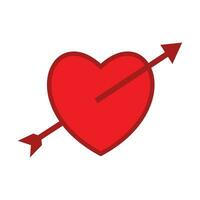 röd hjärta genomborrad förbi ett pil. kärlek ikon. platt vektor illustration. hjärta kärlek ikon symbol för element design alla hjärtans dag, bröllop, Lycklig, hälsa och dagligen använda sig av