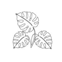 Monstera kontinuierlich Linie Illustration vektor