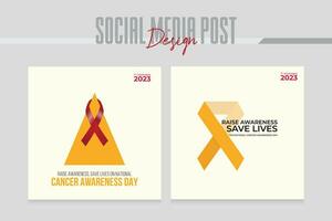 zwei anders Sozial Medien Post Designs zum Krebs Bewusstsein vektor