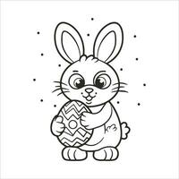 Ostern Hase mit ein Ostern Ei. schwarz und Weiß Vektor Illustration zum Färbung Buch Linie Kunst.