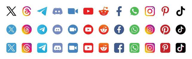 Haupt Sozial Medien Marken Logo Symbole einstellen - - Facebook, instagram, zwitschern, Youtube Vektoren
