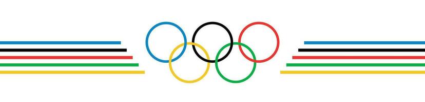 Olympia Ring Logo isoliert auf Weiß Hintergrund. Sommer- olympisch Spiele. Paris 2024. Header zum Briefe, Webseiten, Mailing Listen. olympisch Spiele Banner vektor