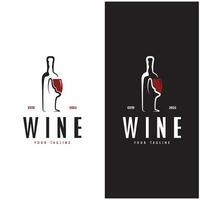 Wein Logo mit Wein Brille und Flaschen.für Nacht Clubs, Bars, Cafés und Wein Geschäfte. vektor