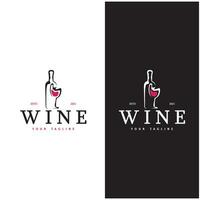 Wein Logo mit Wein Brille und Flaschen.für Nacht Clubs, Bars, Cafés und Wein Geschäfte. vektor