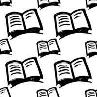 doodle bok - sömlös svartvitt bakgrund. läsritning i platt stil vektor