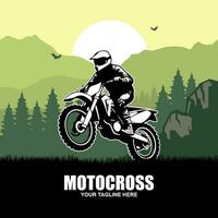 Moto-Cross Fahrer Abzeichen Logo Design Vektor Illustration