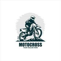 Moto-Cross Fahrer Abzeichen Logo Design Vektor Illustration