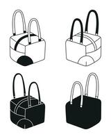 Silhouette von ein Frau Tasche, Handtasche, Geldbeutel, Kupplung, Gepäck, Gepäck vektor