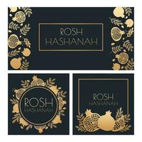 jüdisch Neu Jahr. glücklich Shana Tova, rosh hashanah Urlaub Symbole und Granatapfel Gruß Plakate Vektor Vorlage