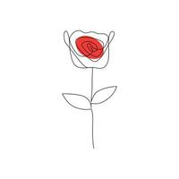 kontinuierlich eine Linie Rose Blume Zeichnung und Single Gliederung Vektor Kunst Illustration